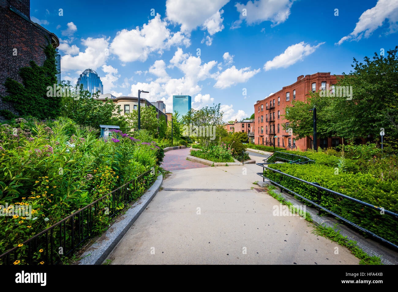 Walkway at Southwest Corridor Park in Back Bay, Boston, Massachusetts Stock Photo Alamy