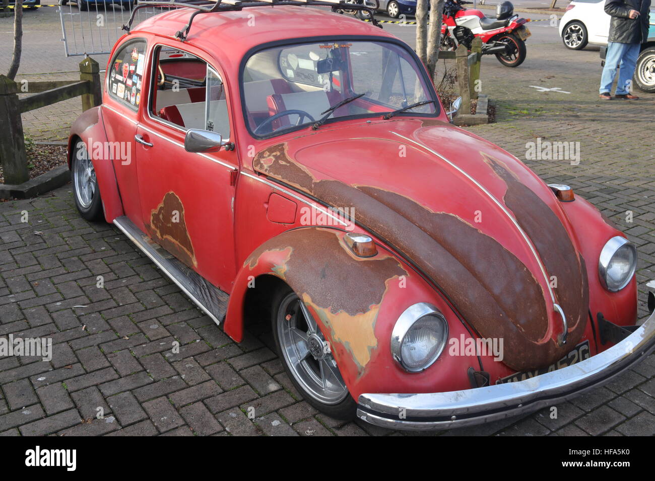 26TH DECEMBER 2016,WICKHAM,HANTS: An old retro classic beetle car at a show in portsmouth, england on the 26th Stock Photo