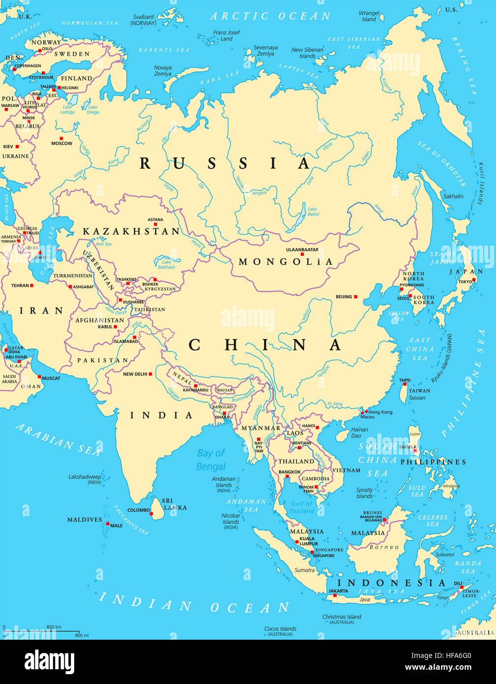 political map of asia 2022