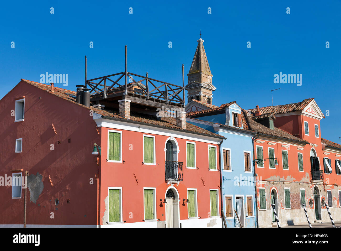 Colourfully painted houses on Burano island, Venice, Italy Stock Photo