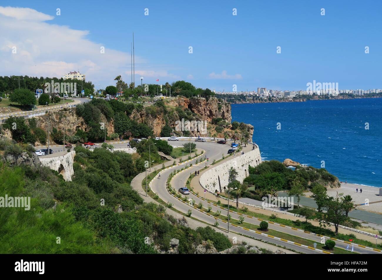 Konyaalti Beach, the Taurus Mountains and Cliffs in Antalya, in Turkey Stock Photo