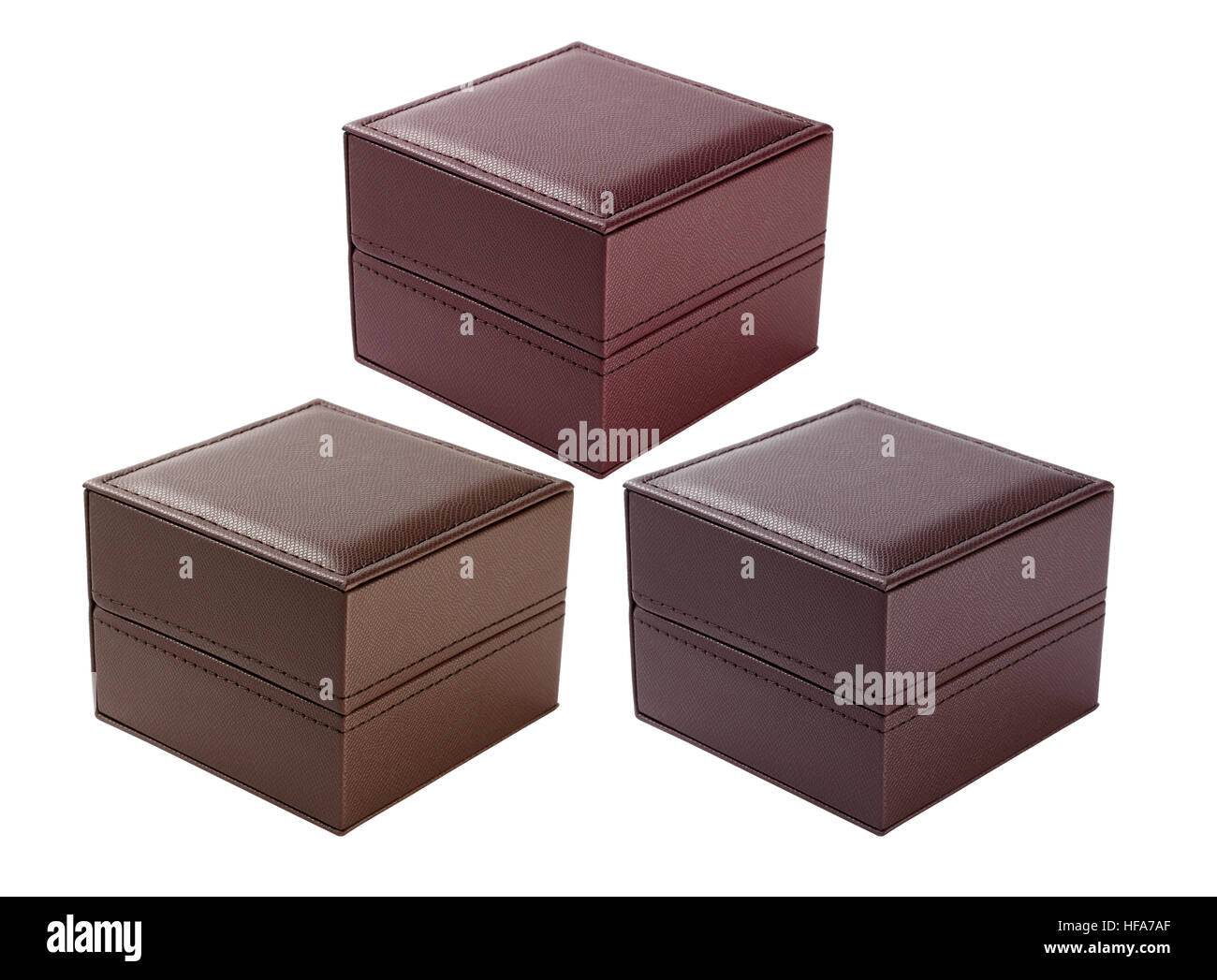 Three Gift Boxes on White Background Stock Photo - Alamy