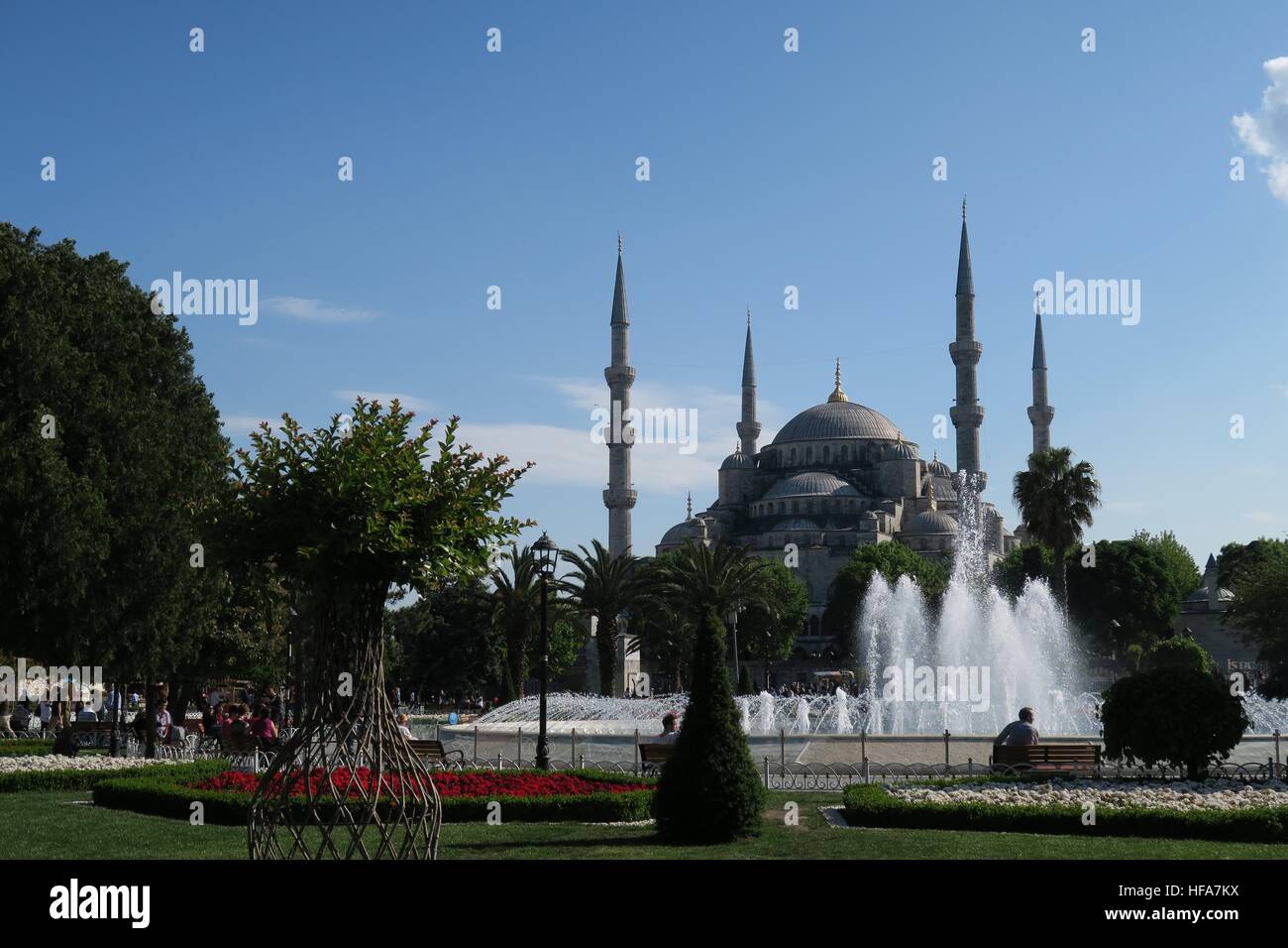 Famous Blue Mosque - Sultan-Ahmet-Camii as seen from the Fountain in ...