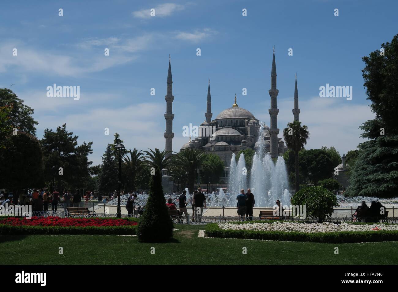Beautiful Blue Mosque - Sultan-Ahmet-Camii as seen from the Fountain in ...