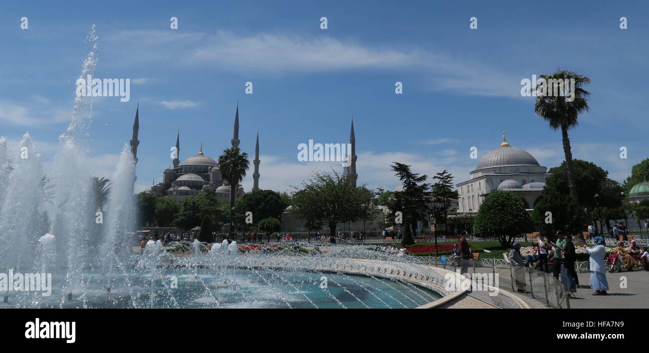 Beautiful Blue Mosque - Sultan-Ahmet-Camii as seen from the Fountain in ...