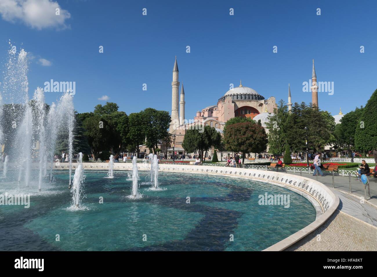 Fountain and Park in Front of Hagia Sophia Museum in Istanbul, Turkey ...