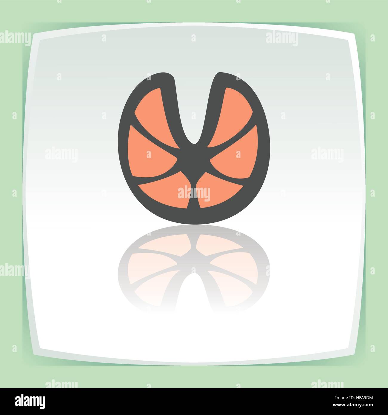 Vector outline raw fish slice food icon on white flat square plate ...