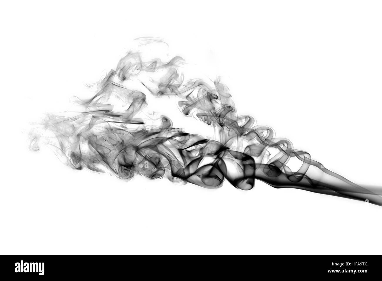 Abstract gray smoke trail isolated on white Stock Photo