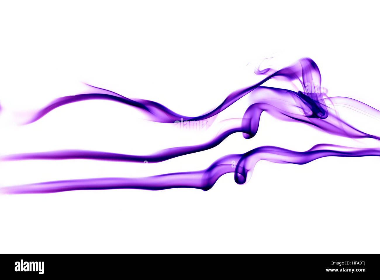 Purple smoke wave isolated on white Stock Photo