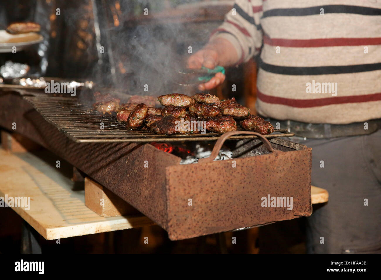 Kebab cutlets on a BBQ Stock Photo