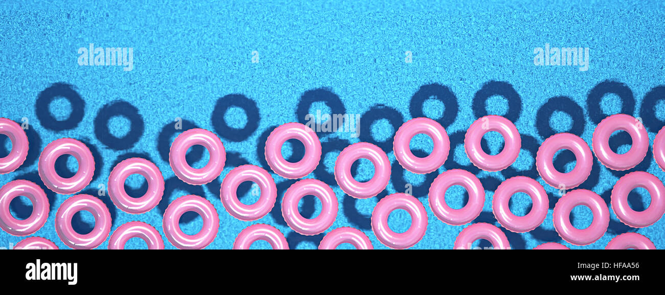 Colorful swim ring isolated in swimming pool. 3d rendering Stock Photo