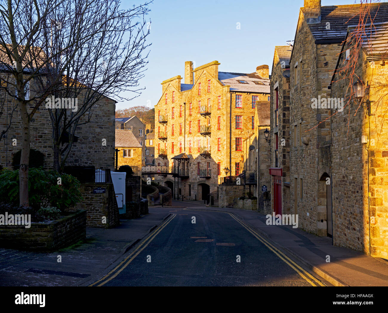 Mills turned into apartments, in Skipton, North Yorkshire, England UK