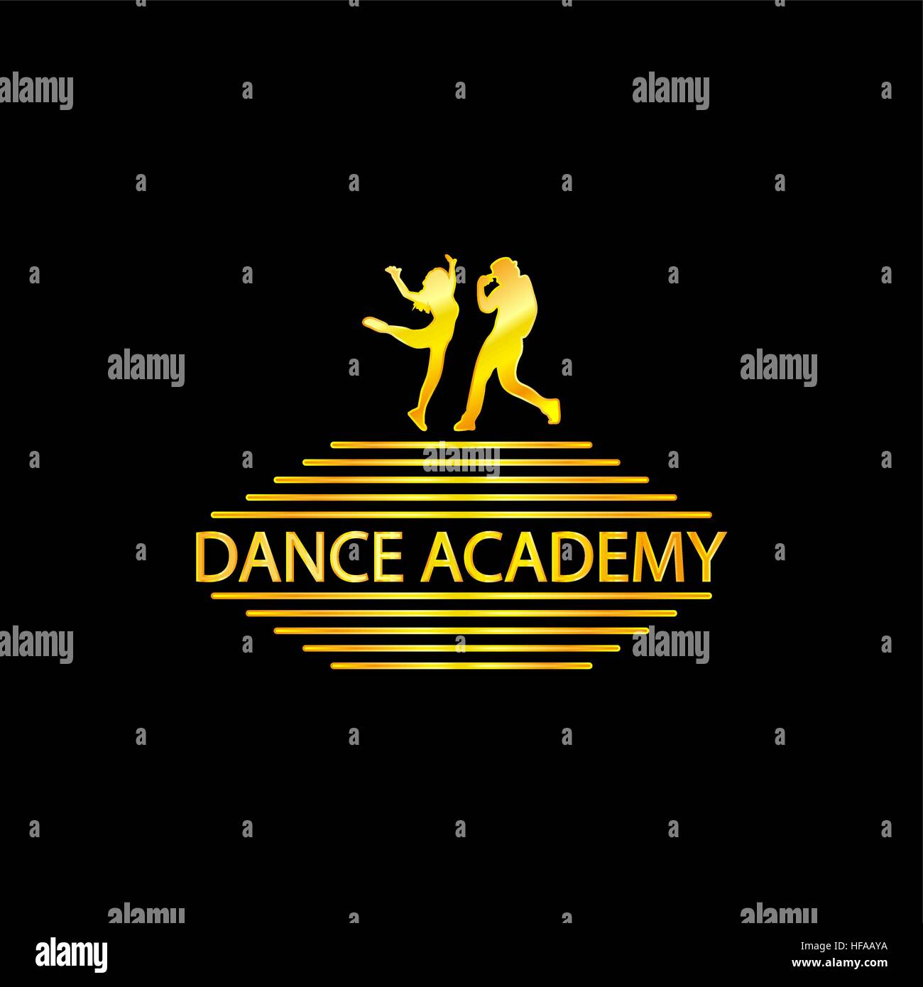 Luxury Golden Dance Academy Logo Stock Vector Art Illustration