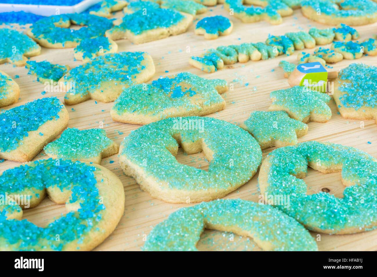 Step by Step. Making homemade gluten free sugar Hanukkah cookies Stock