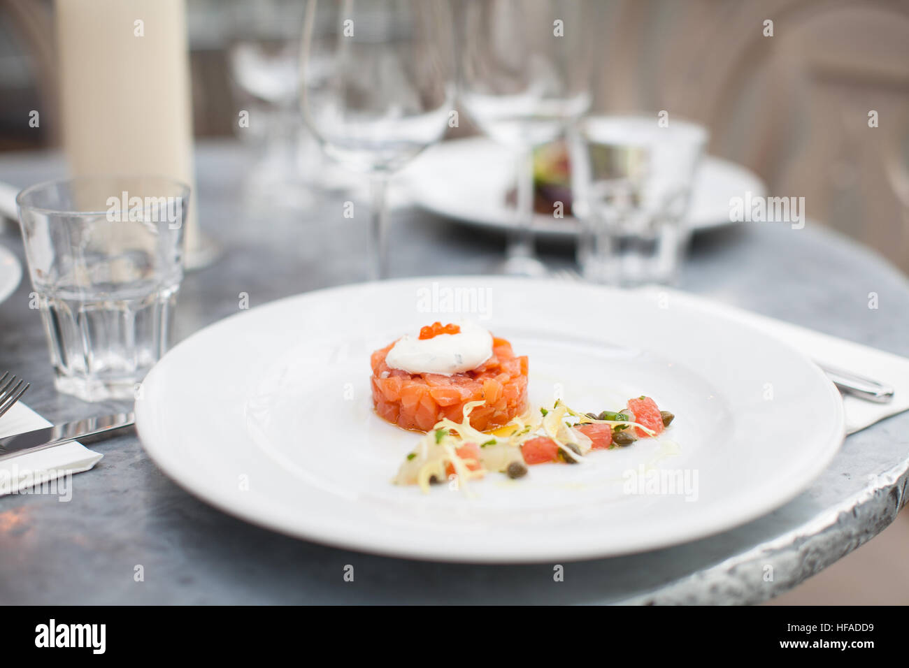 Smoked salmon starter Stock Photo - Alamy
