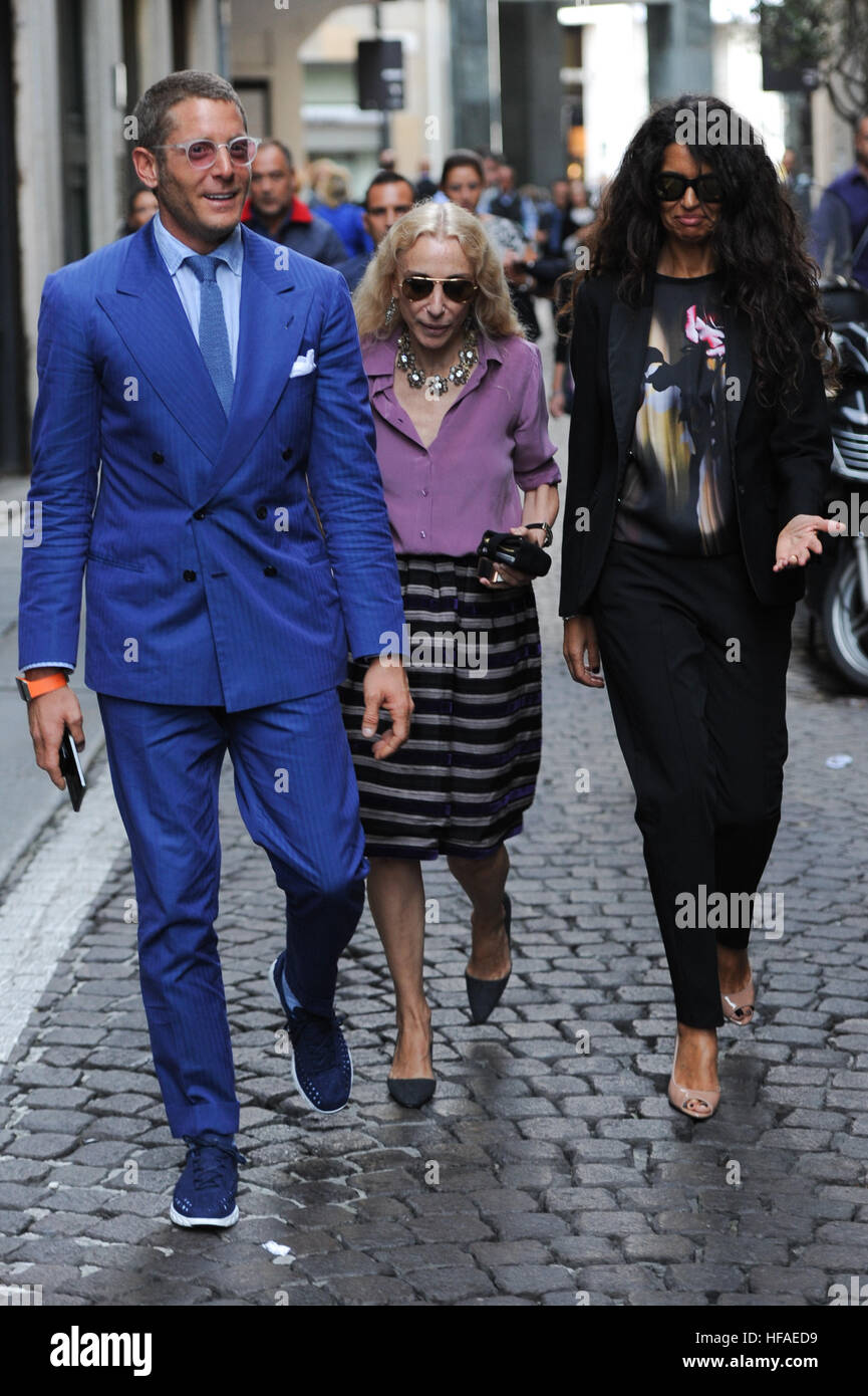 Lapo Elkann, Franca Sozzani and Afef Jnifen pictured in Milan, Italy.  Featuring: Lapo Elkann, Franca Sozzani, Afef Jnifen Where: Milano, Italy, Italy When: 18 Sep 2013 Credit: IPA/WENN.com  **Only available for publication in UK, USA, Germany, Austria, Switzerland** Stock Photo