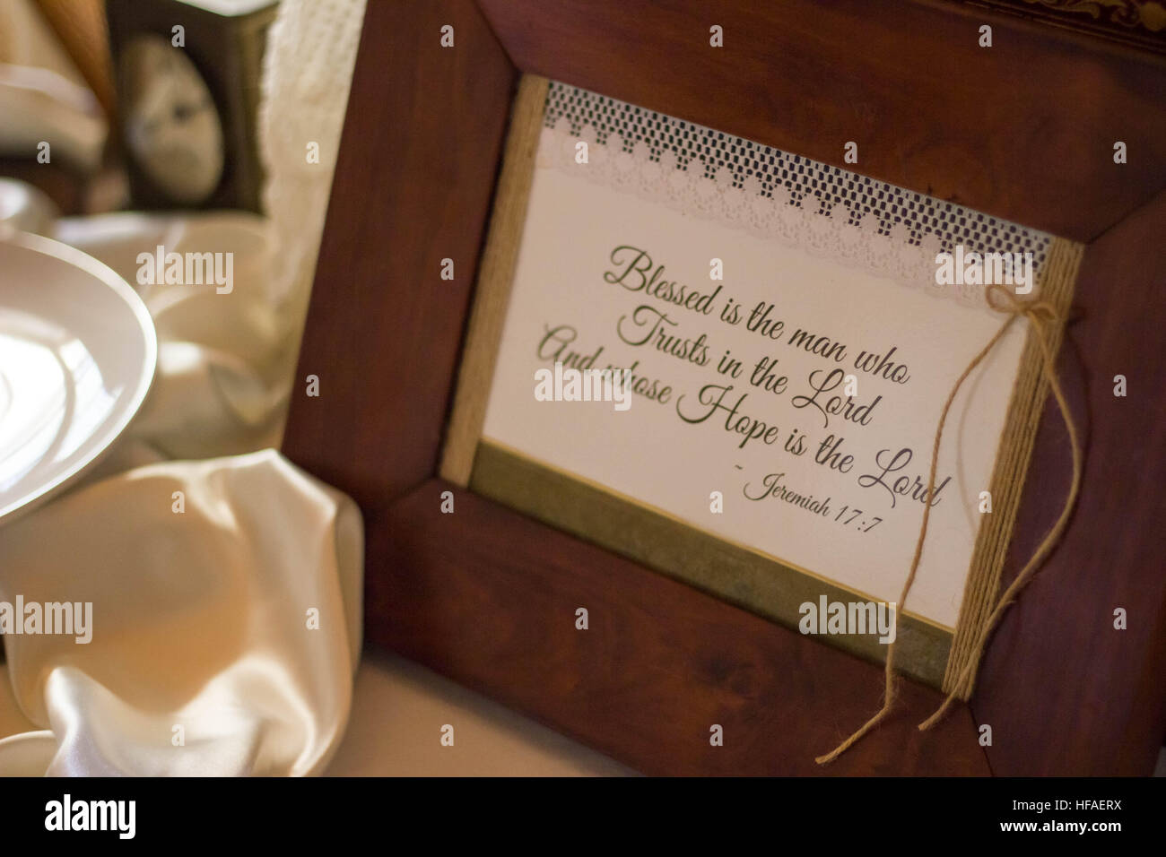 DIY vintage framing of bible quote Stock Photo 129923582 Alamy