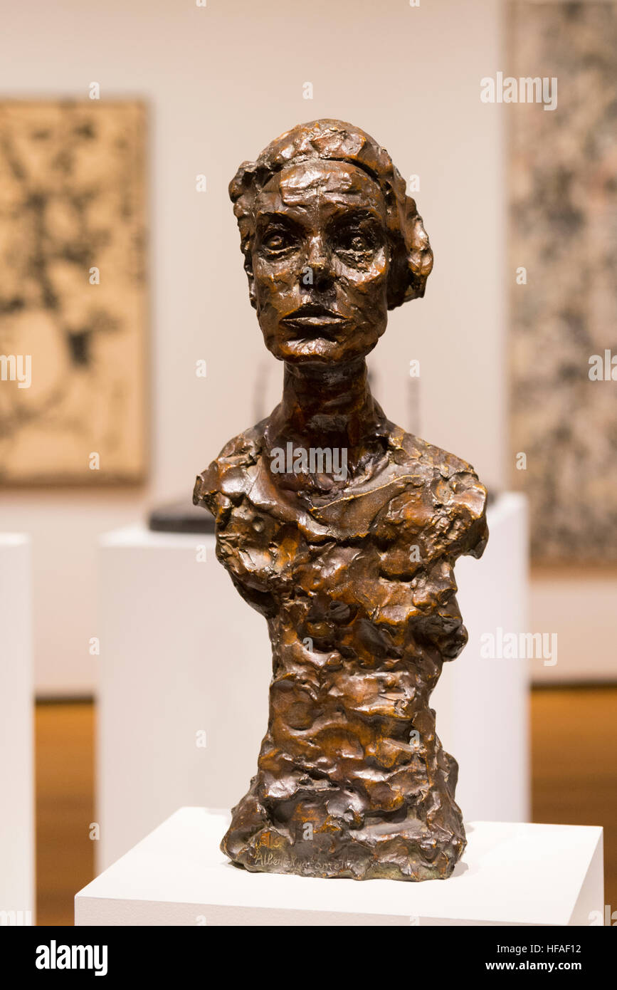 USA capital Washington DC District Columbia National Gallery of Art Buste D'Annette IX by Alberto Giacometti 1966 bronze statue Stock Photo
