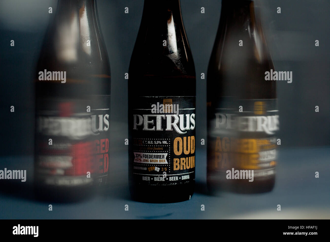 full range of petrus beers in a studio belgium beer Stock Photo