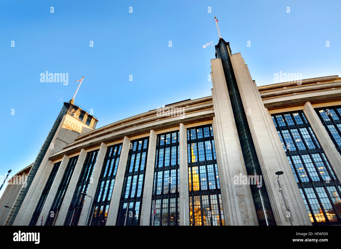 London, England, UK. Former Barkers Dept Store, Kensington High Street (Art Deco, 1938 - arch: Bernard George) Art Deco facade Stock Photo