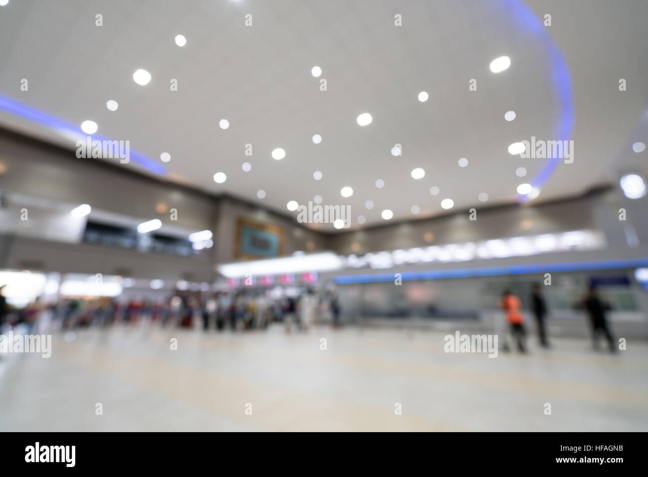 Blurred, bokeh background image of a big hall room Stock Photo