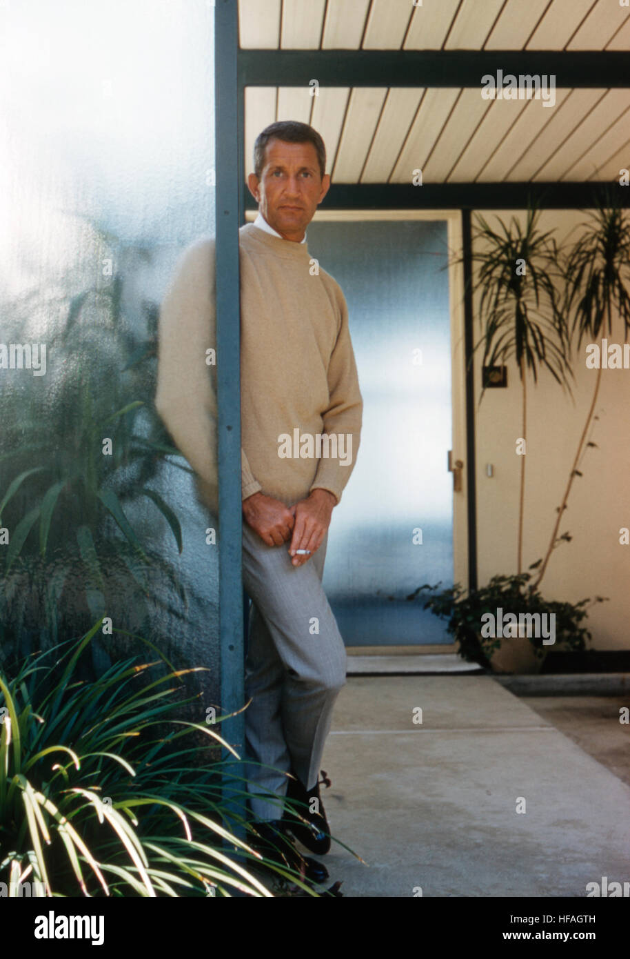 Architect Craig Ellwood, on site in 1961 at Case Study House Number 18