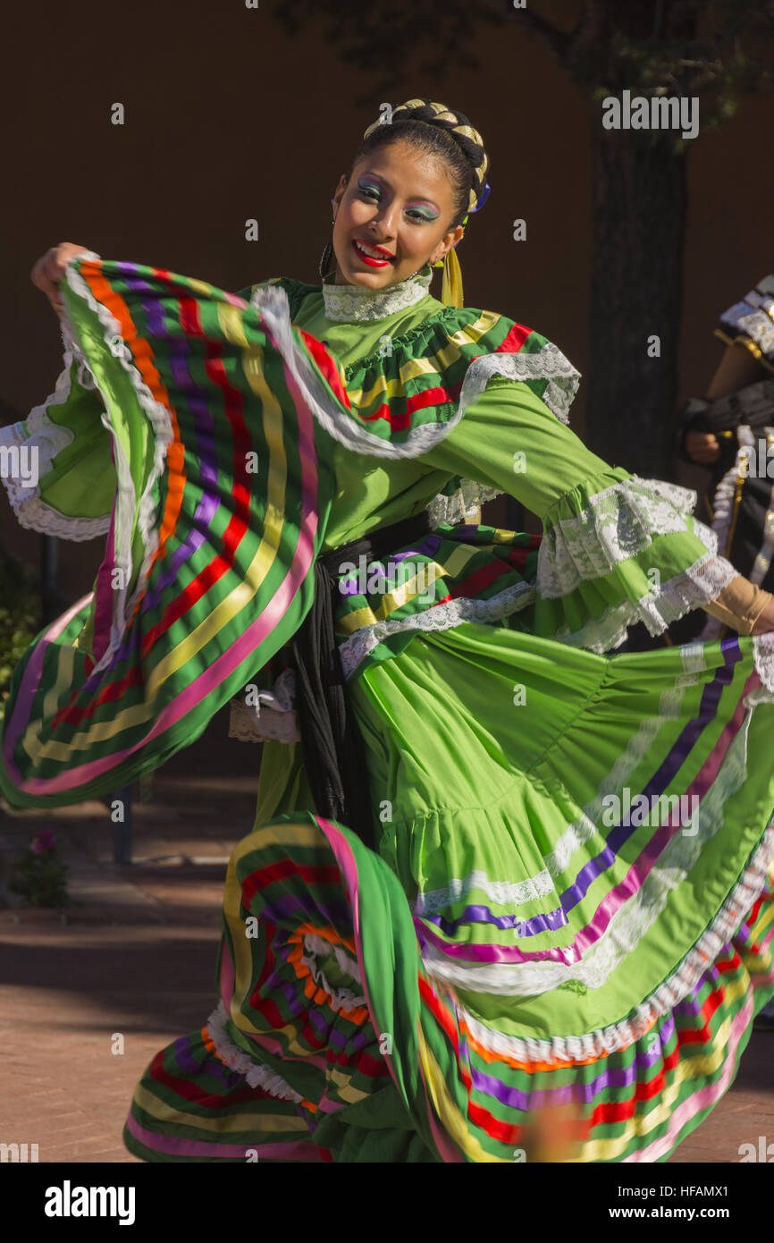 New Mexico, Albuquerque, Old Town, folklorico dancers in free public ...