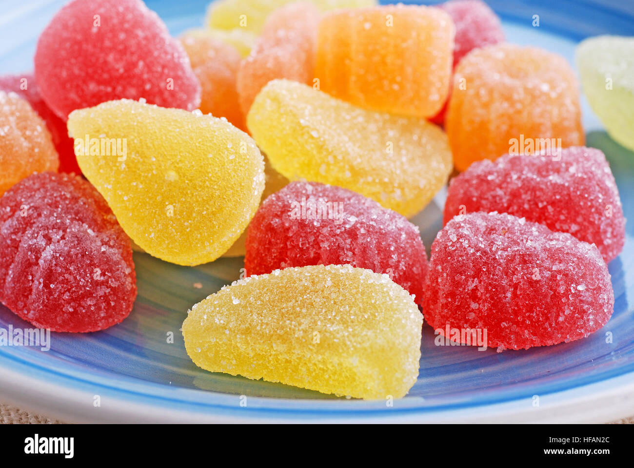 candy colored fruit in the dish Stock Photo