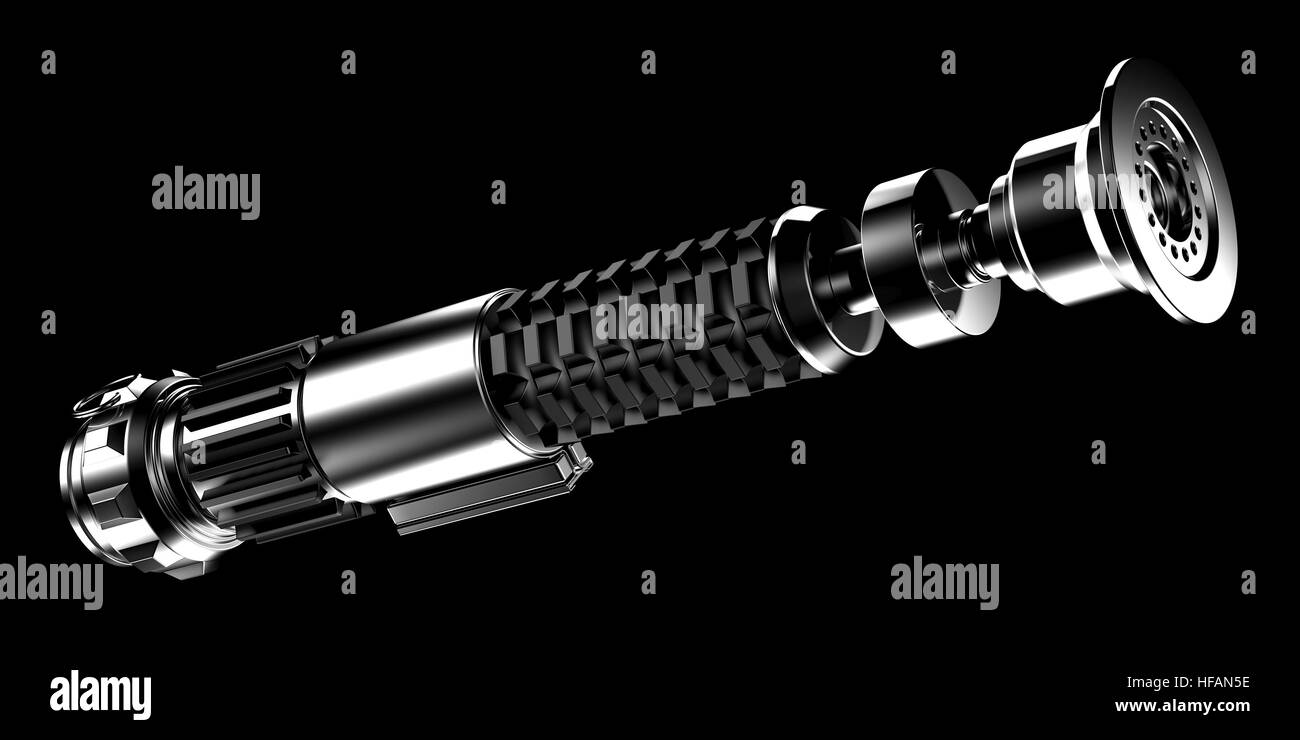 Illustrated 3D rendering of a laser sword Stock Photo