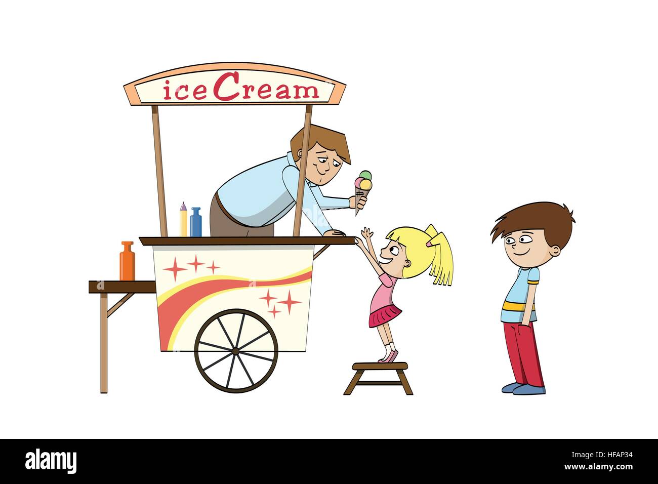 Little girl is looking forward to an ice cream Stock Vector
