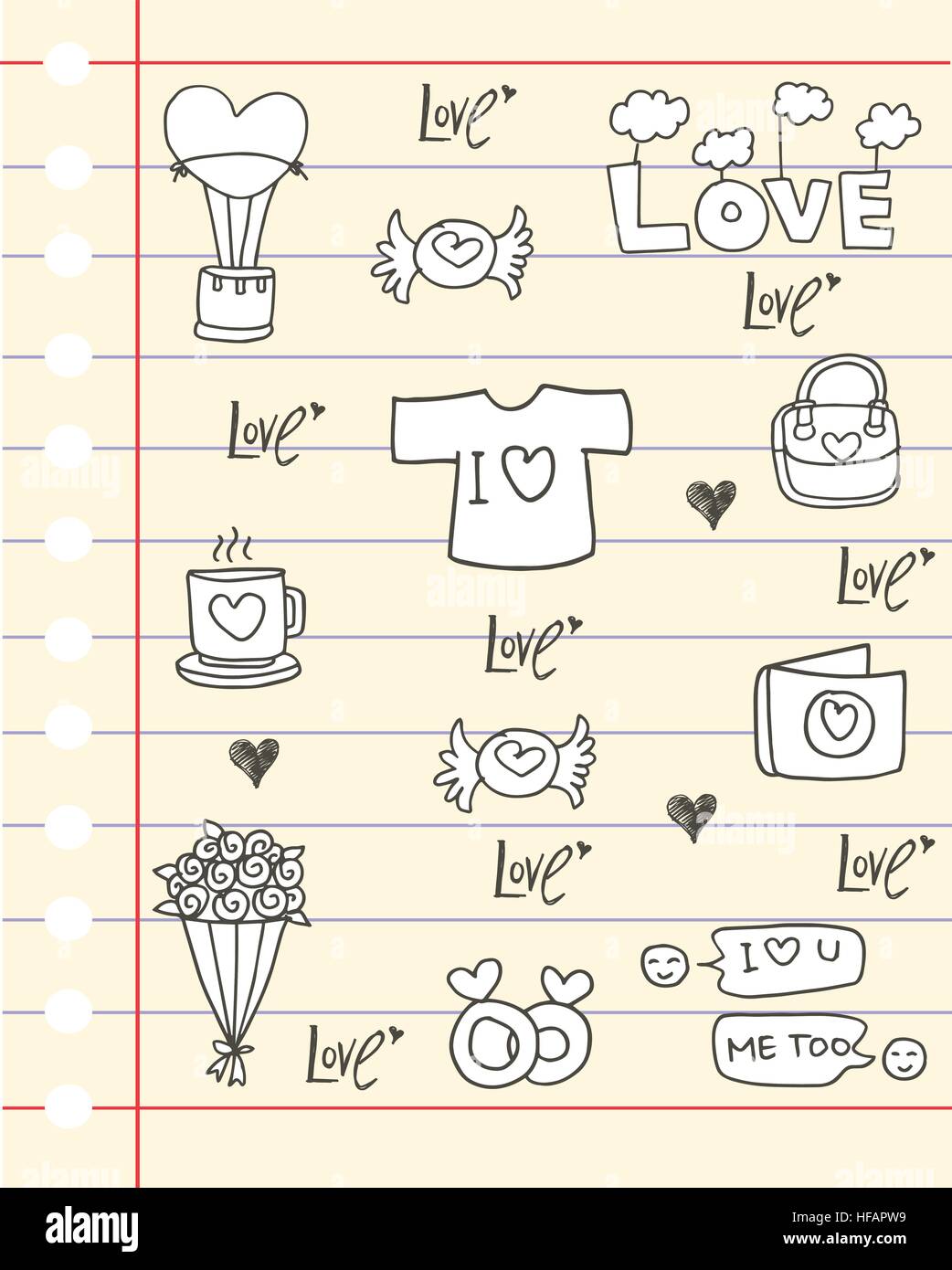 Doodle of love paper backgrounds Stock Vector Image & Art - Alamy