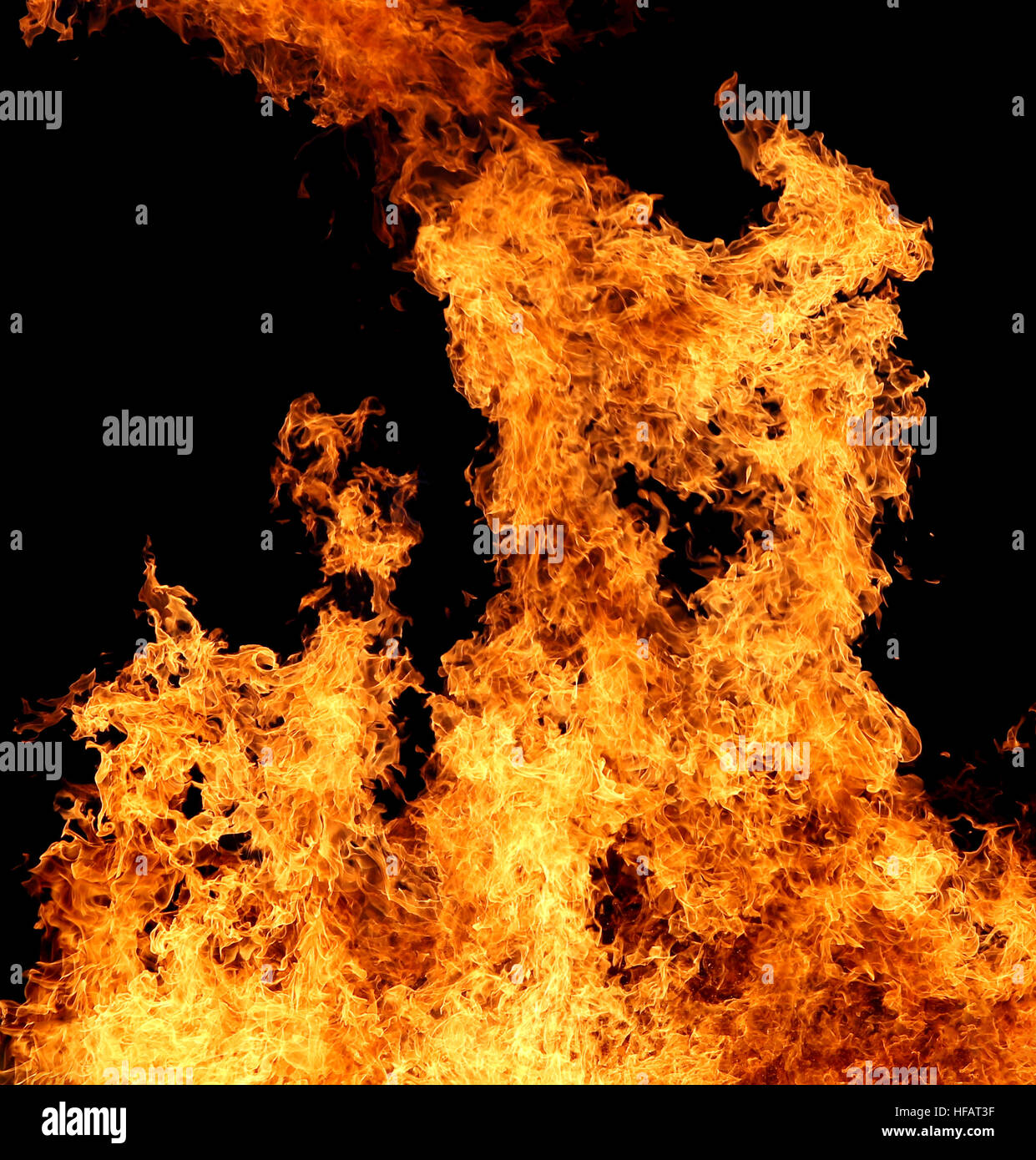 large orange and red flame and black background Stock Photo