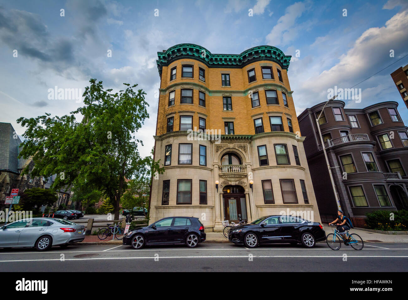 Old buildings near Harvard Square, in Cambridge, Massachusetts Stock