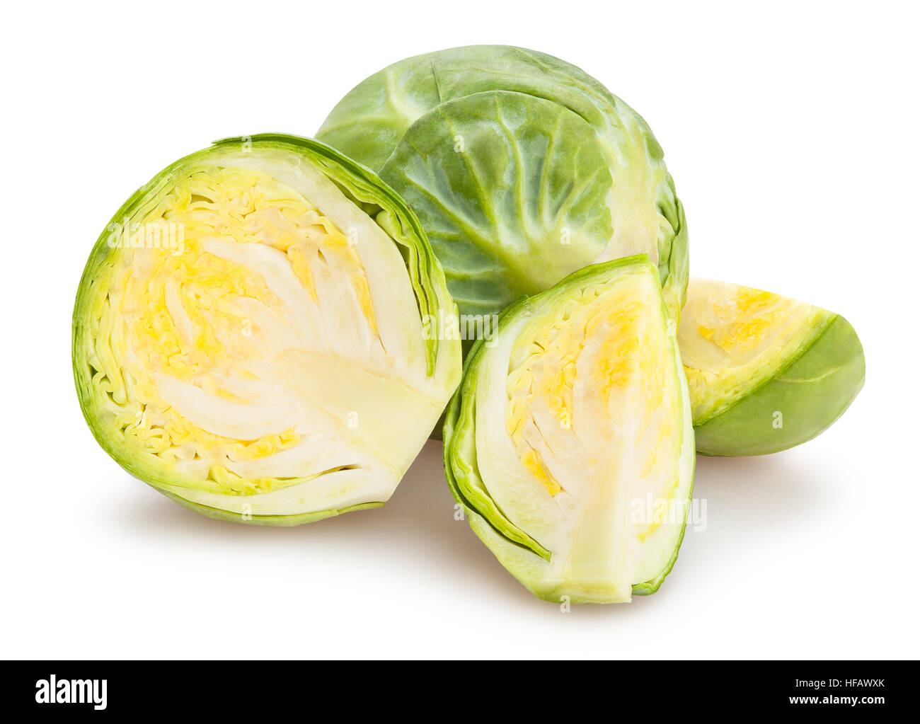 sliced brussel sprouts isolated Stock Photo