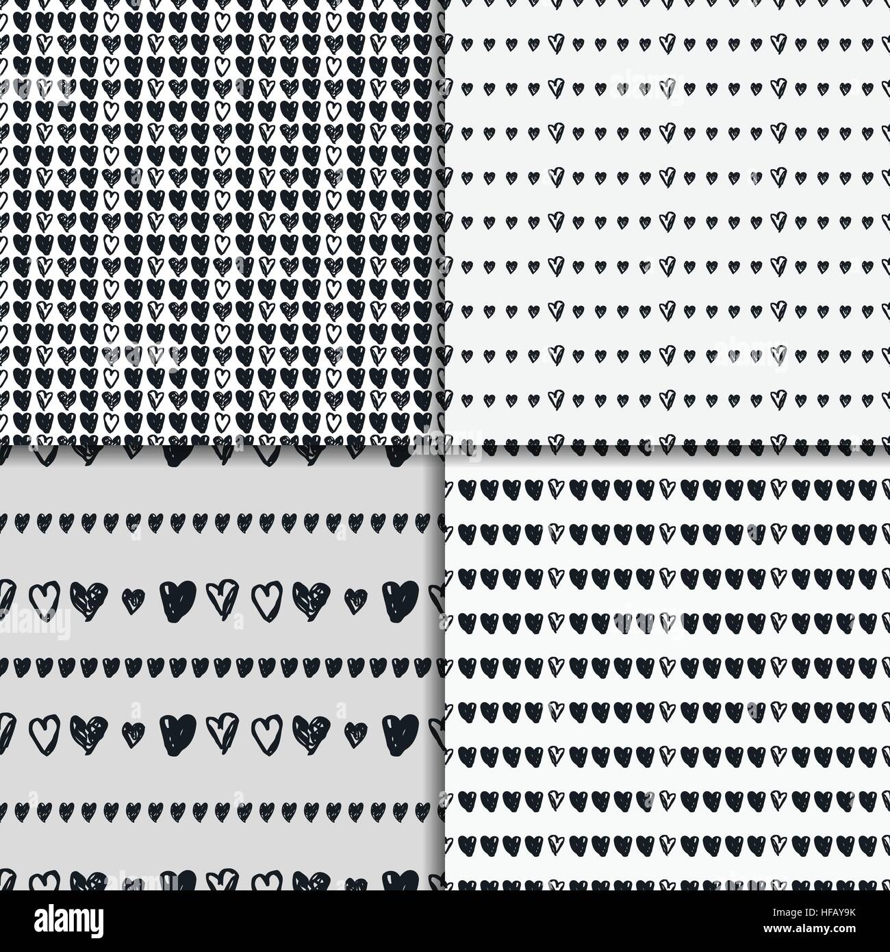 Doodle seamless pattern set with hearts Stock Vector Image & Art - Alamy