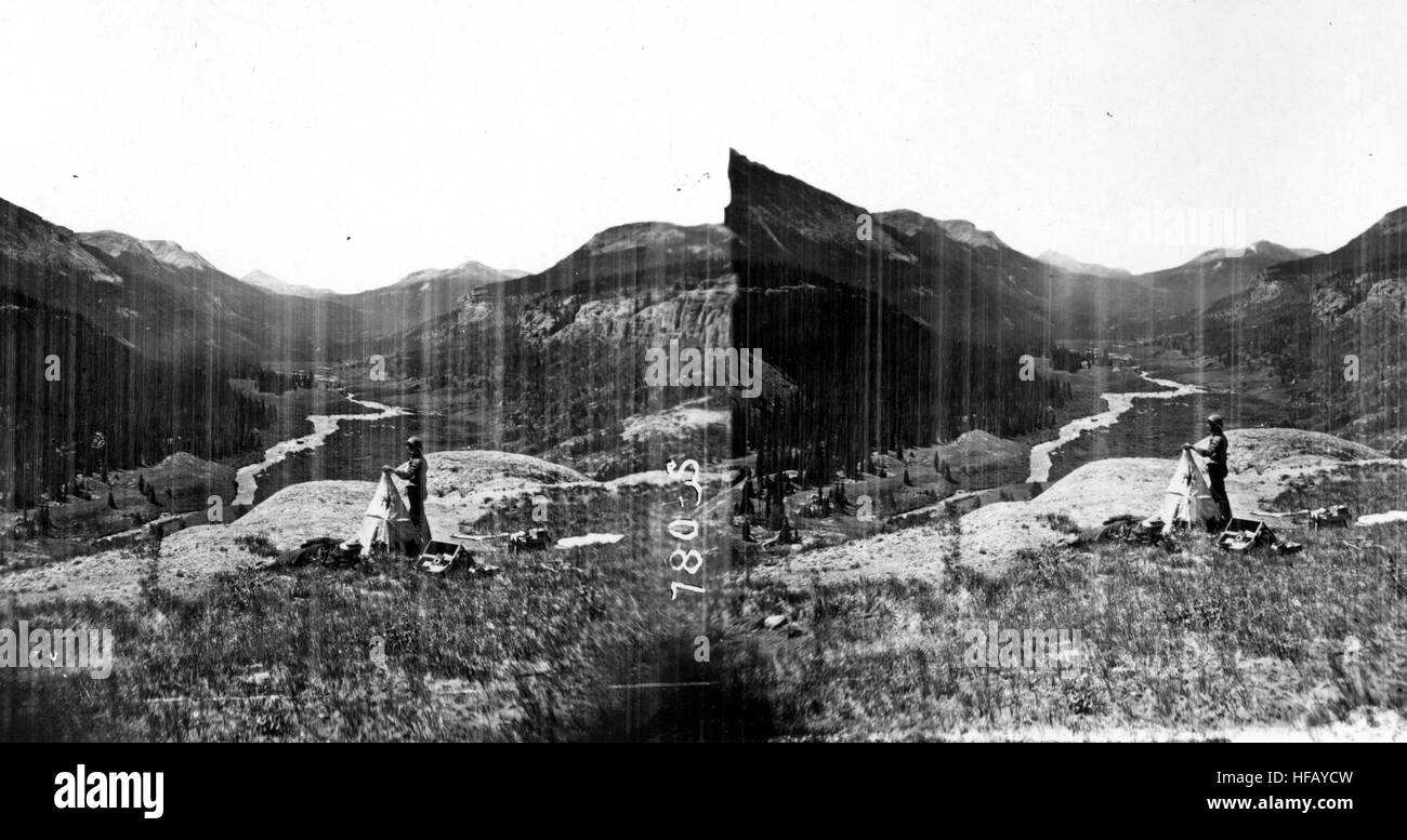 View of the Rio Grande near Pole Creek. Hinsdale County, Colorado. 1874. (Stereoscopic view)25 View of the Rio Grande near Pole Creek Hinsdale County, Stock Photo