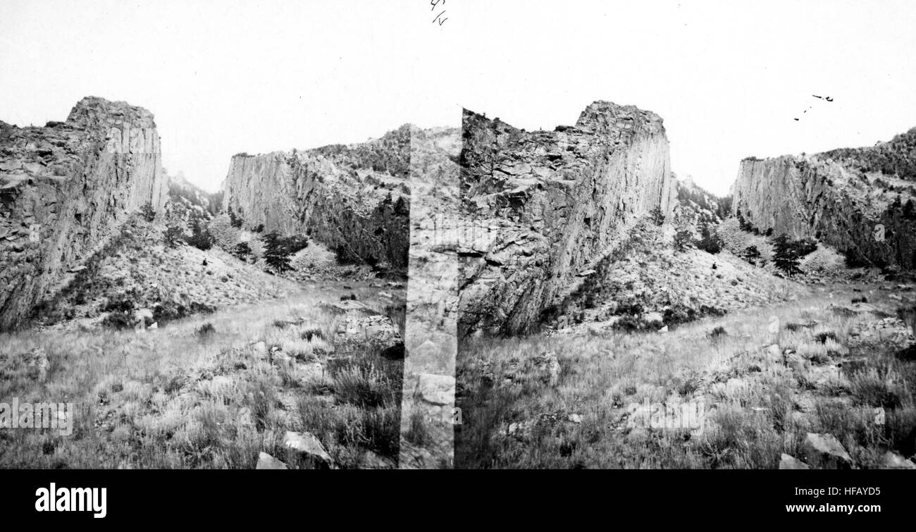 Devils Slide on Cinnabar Mountain Park County, Montana 1871 (Stereoscopic Stock Photo
