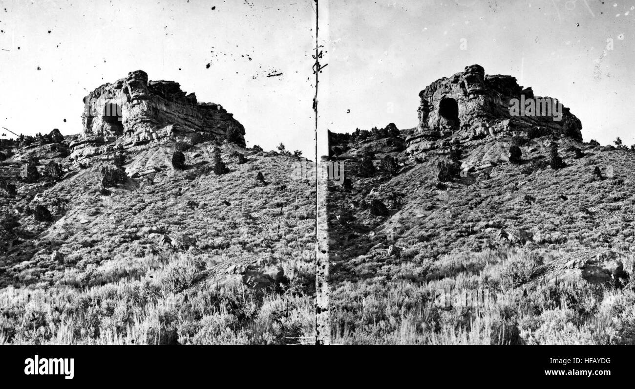 Castle Rock, distant view Summit County, Utah 1869 (Stereoscopic view) Stock Photo