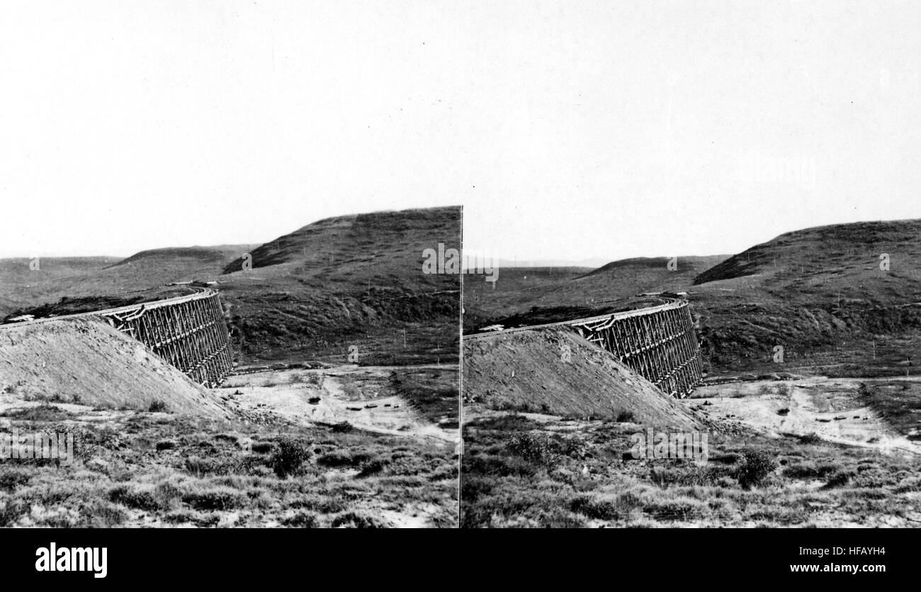 This image shows construction work on the high trestle between Tunnel ...