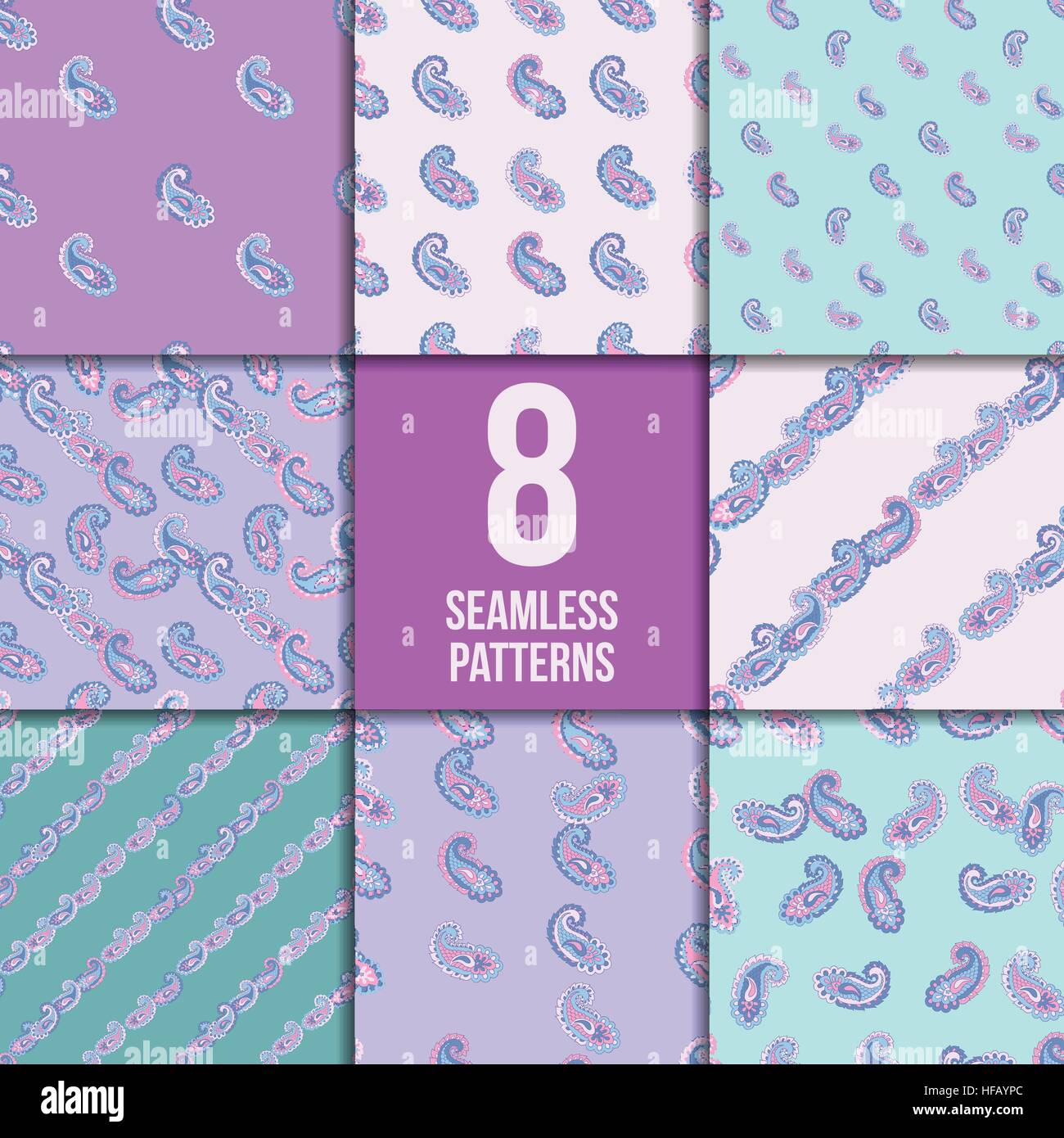 Seamless paisley pattern set Stock Vector Image & Art - Alamy