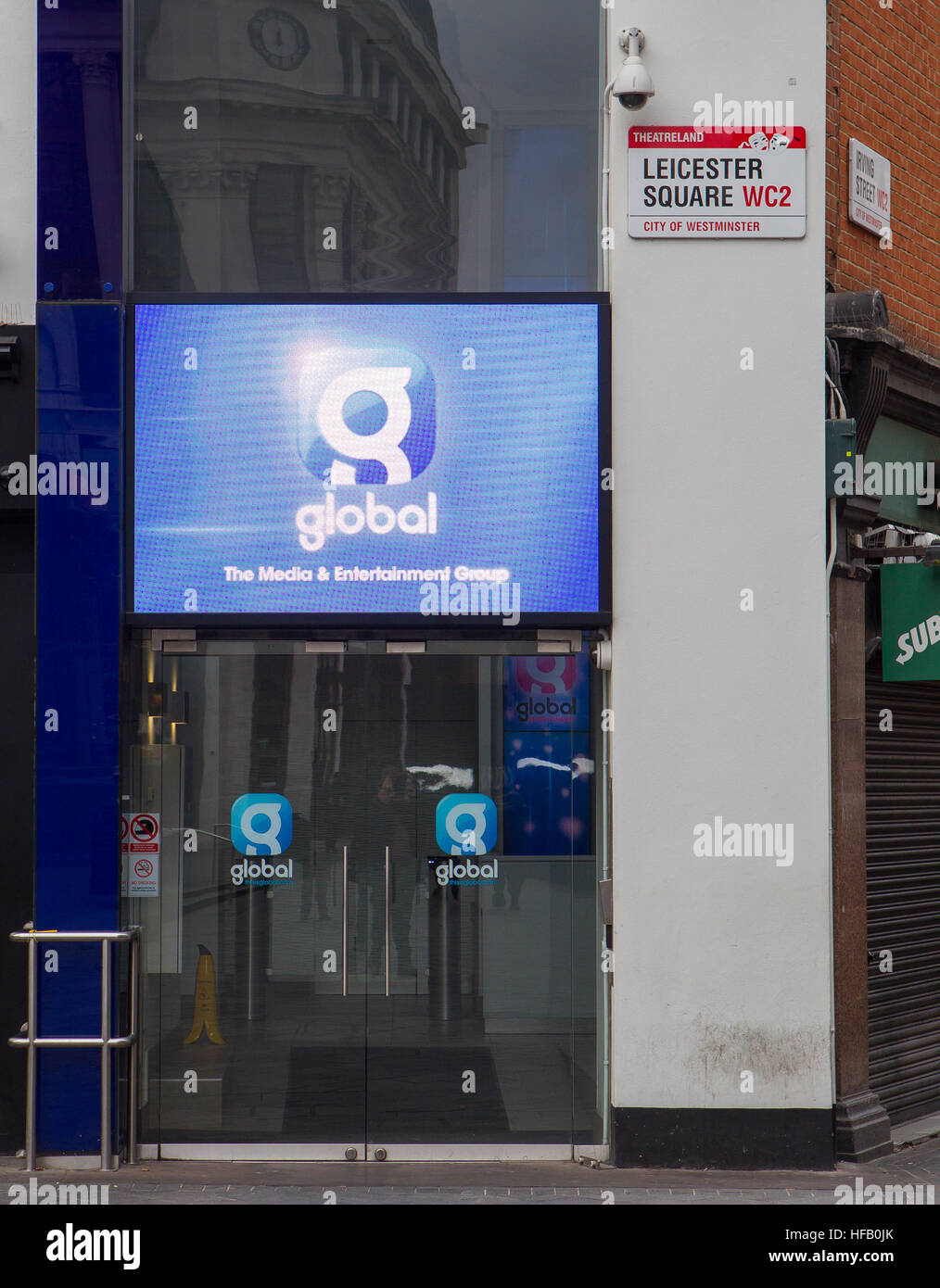 Capital, Heart, Smooth, Classic FM, LBC, Radio X and Gold radio stations  are all based in the offices of Global, 30 Leicester Square, London, WC2H  7LA Stock Photo - Alamy