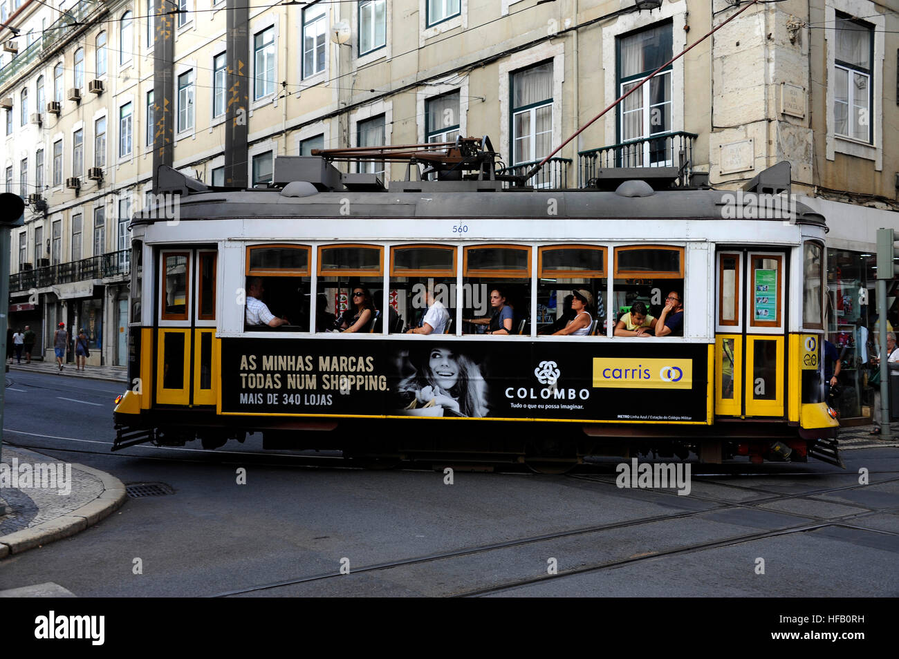 Tramway in the street, Rua da Prata, rua da Conceicao, Baixa, Lisboa,  Lisbon, Portugal Stock Photo - Alamy