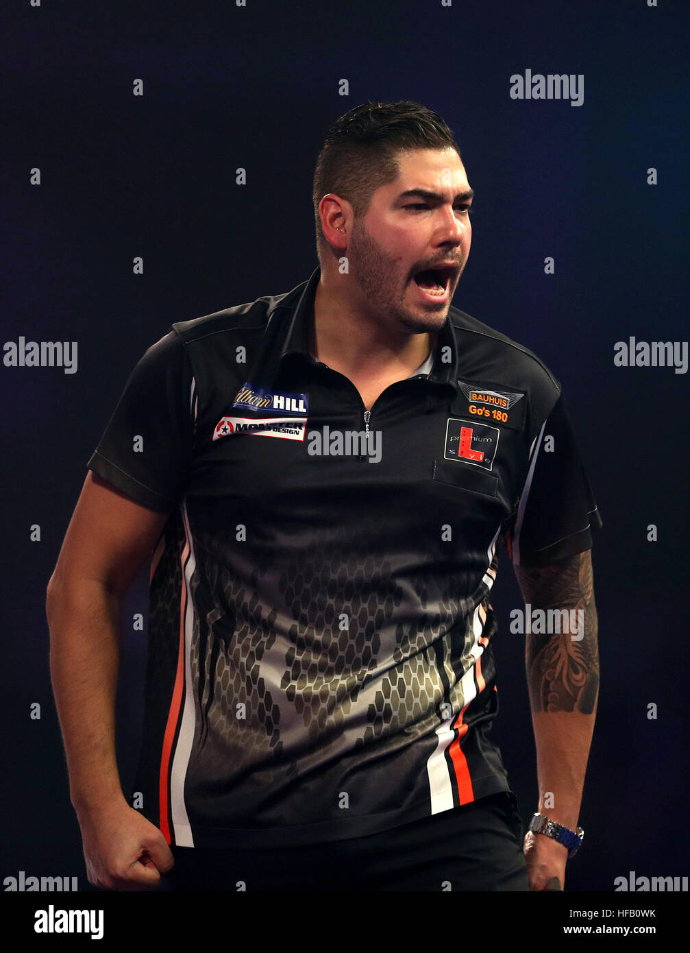 Jelle Klaasen reacting during day twelve of the William Hill World Darts  Championship at Alexandra Palace, London Stock Photo - Alamy