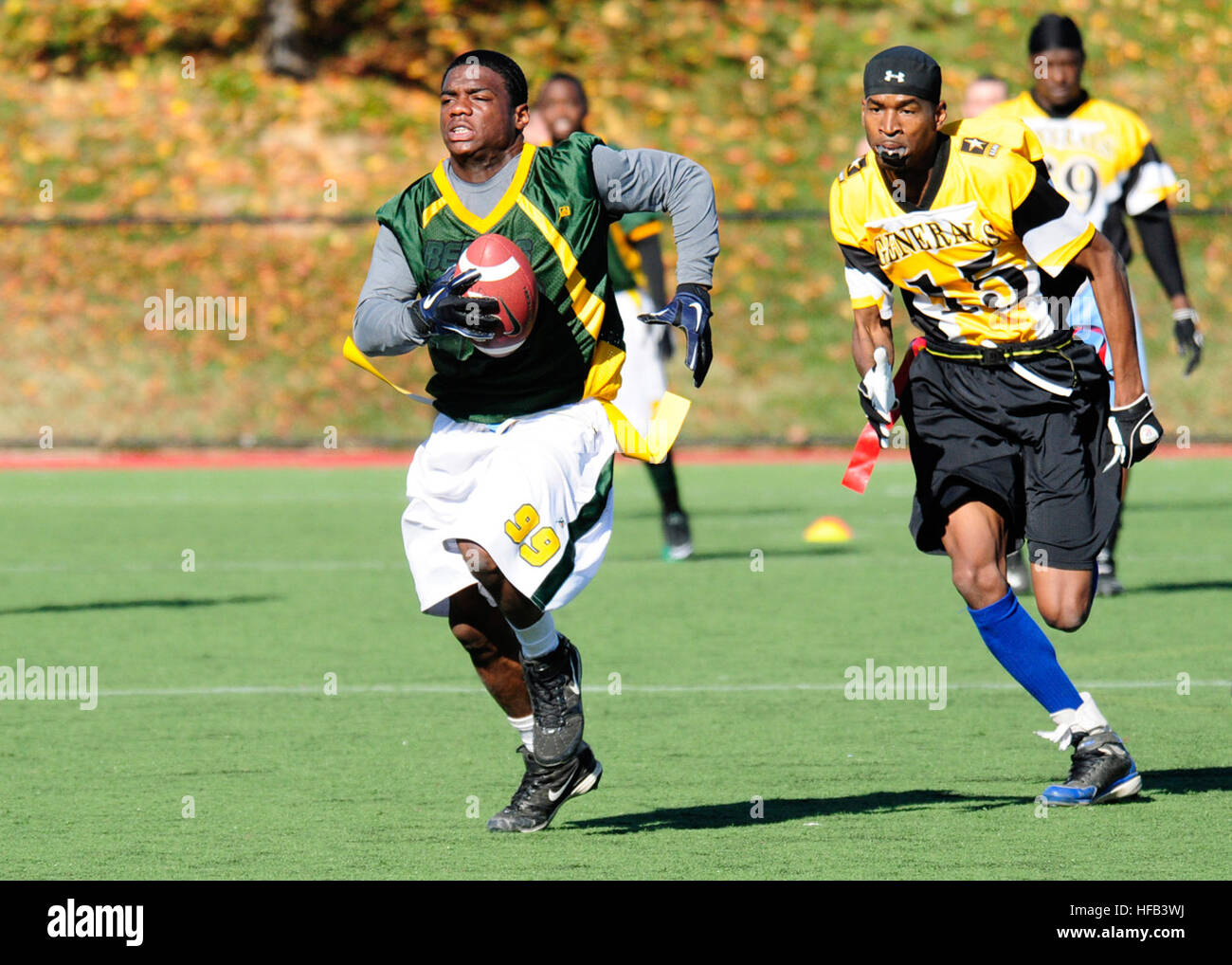 U.S. Navy Aviation Ordnanceman 3rd Class Cornelius Smith, left