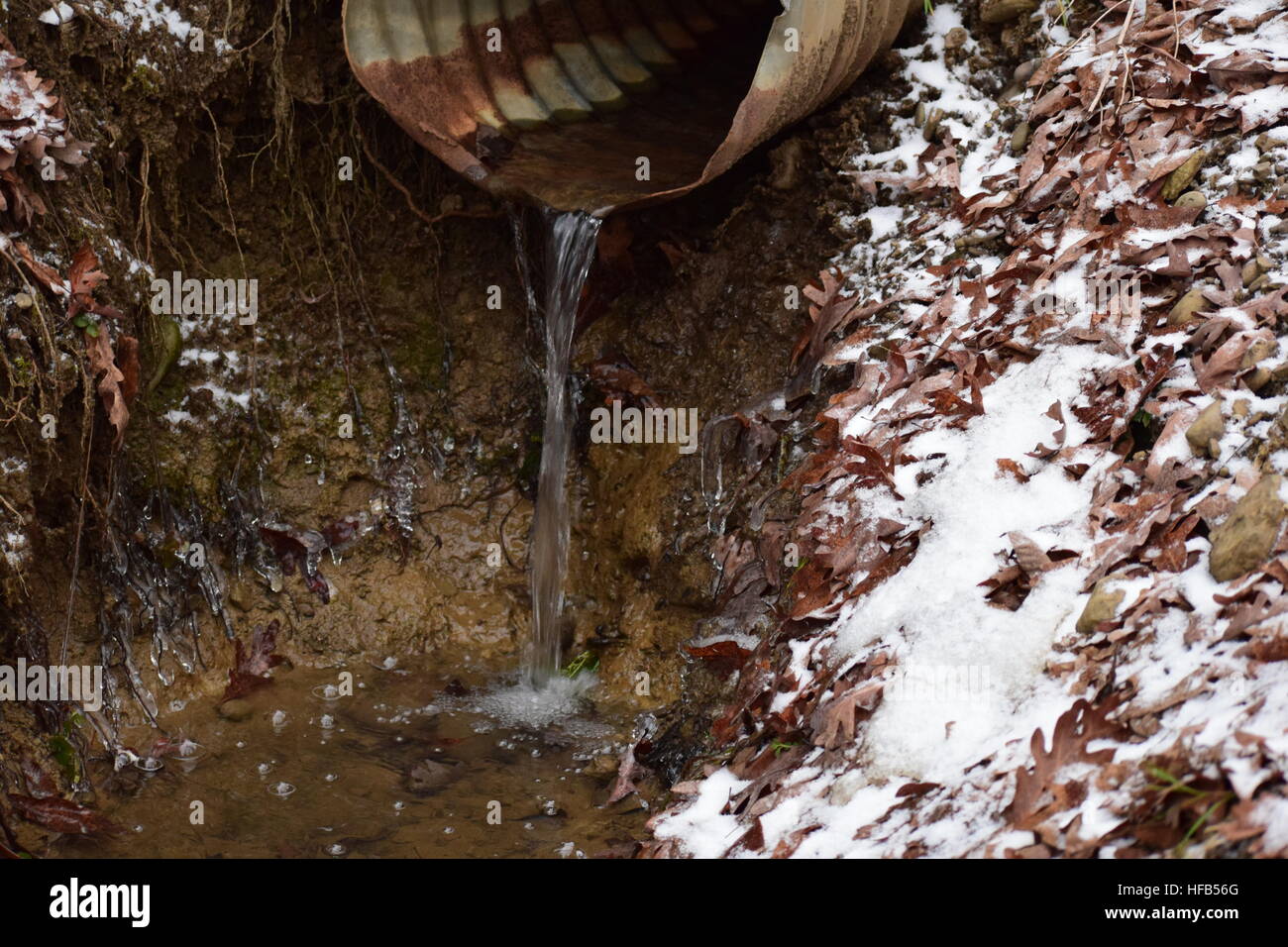 Drainage Pipe Stream Stock Photo