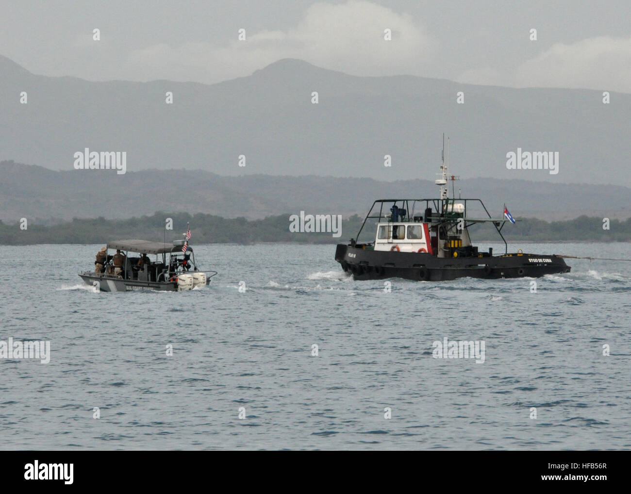A U.S. Coast Guard harbor patrol boat attached to Joint Task Force