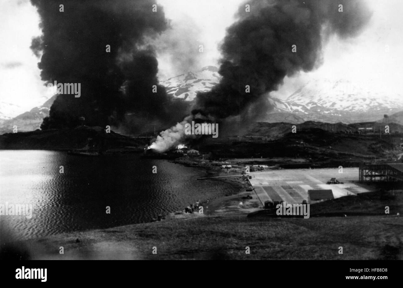 Dutch Harbor under attack June 1942 Stock Photo Alamy