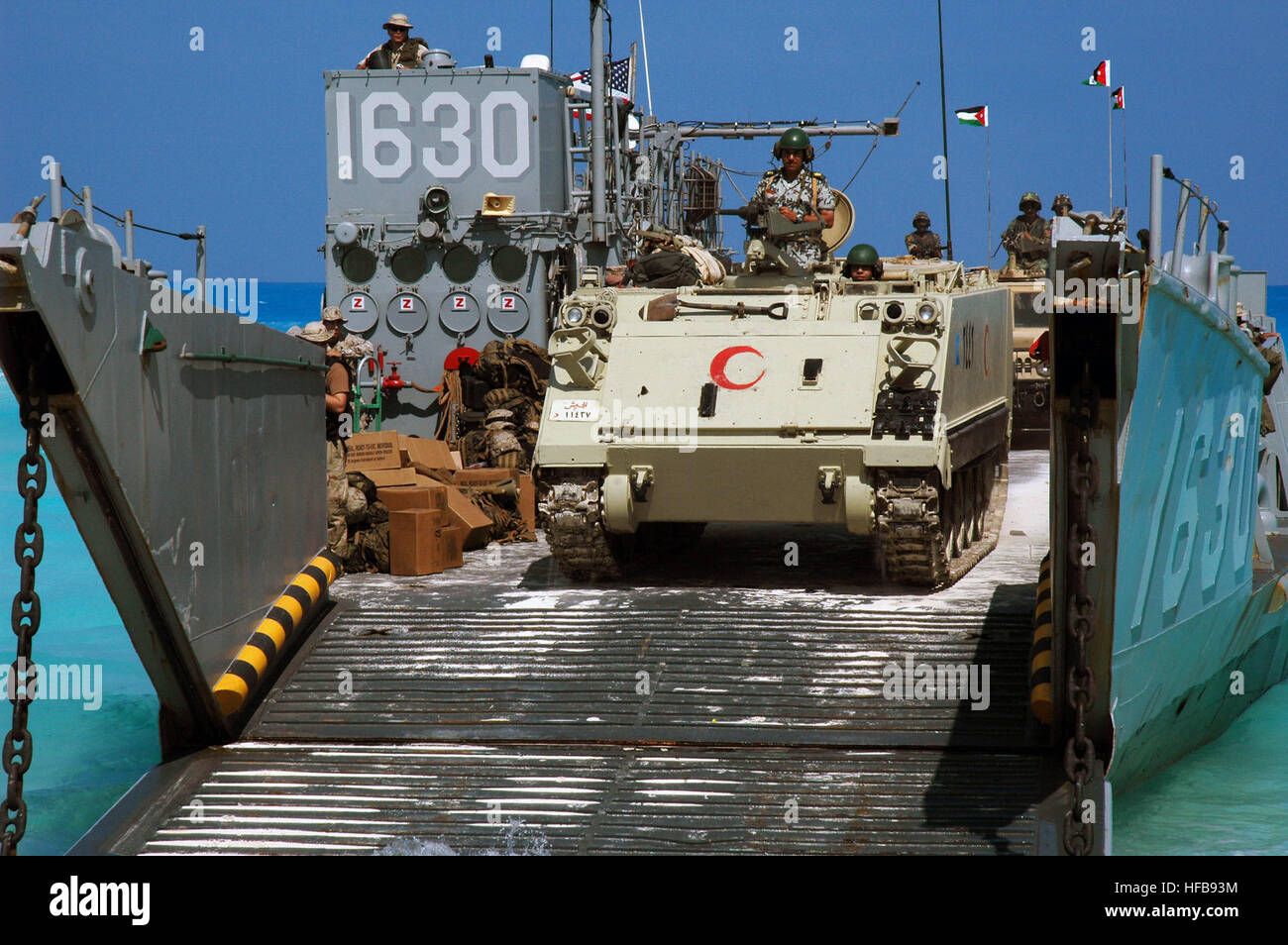 An Egyptian Army M113 Armored Personnel Carrier lead convoy of Royal