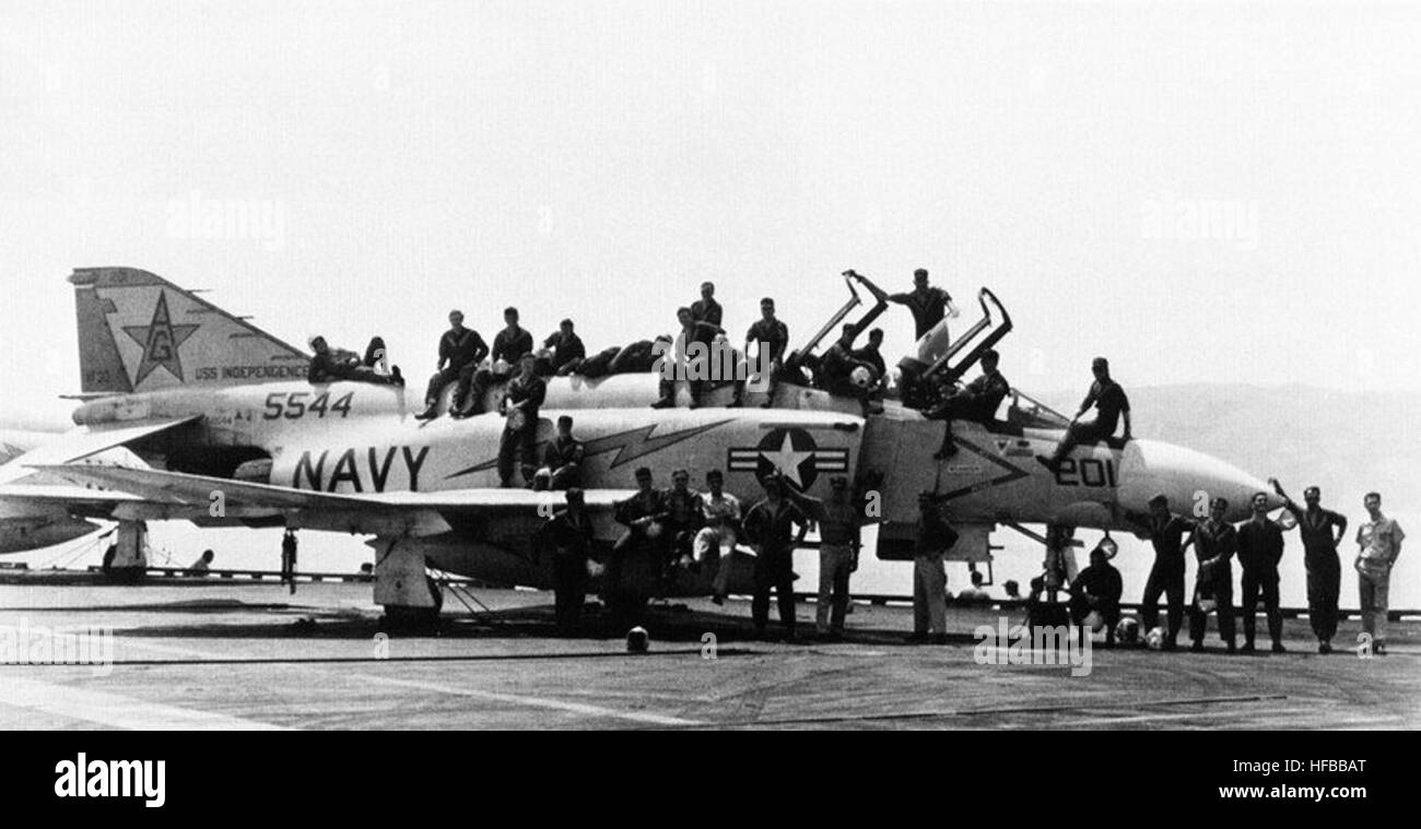 F-4J Phantom II of VF-33 on USS Independence (CV-62) c1973 Stock Photo ...