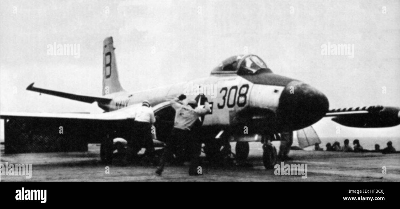 F2H-3 Banshee aircraft from VF-41 squadron operate from USS Randolph ...